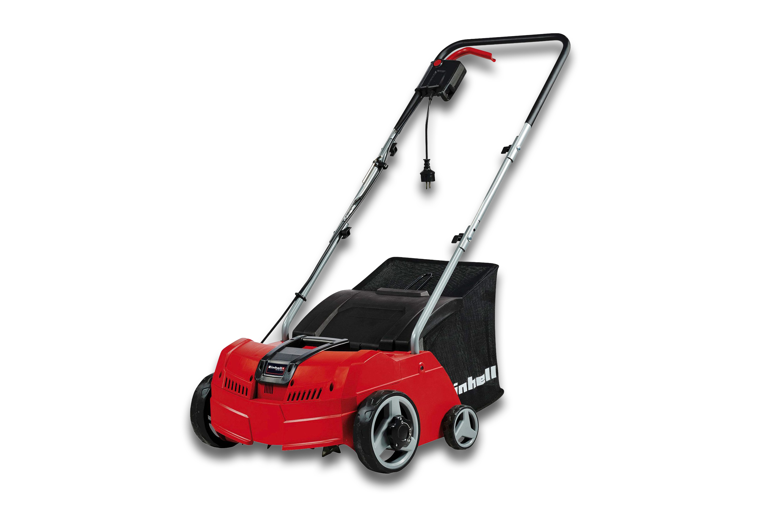Der Einhell GC-SA 1231/1 Vertikutierer freigestellt auf wei&szlig;em Hintergrund.