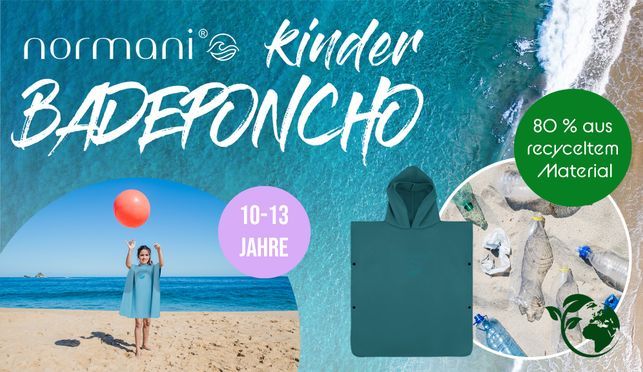 Kinder Mikrofaserbadeponcho aus recyceltem Material